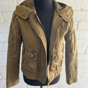 Abercrombie & Fitch Army Green Utility Hood Jacket  - Women's XS